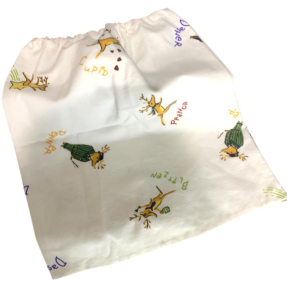 Pottery Barn Santas Reindeer Flannel Robe Sz XL 100% Cotton Portugal Storage Bag - Picture 7 of 7